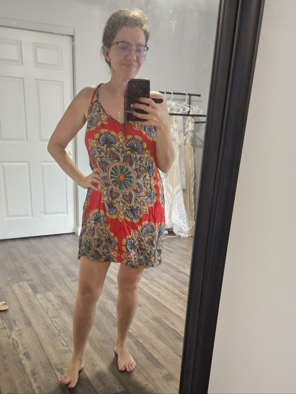 Angie red Floral Medallion Sundress